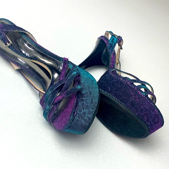 Chinese Laundry Purple And Blue Tippy Top Platform Heels Size 7.5 - Picture 2 of 5